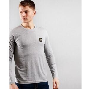 Belstaff Men’s Grey Long Sleeve Cotton Logo Patch T-Shirt Size Large EUC